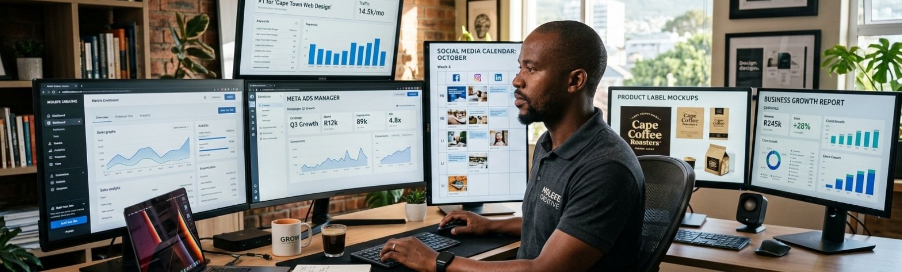 South African business owner managing website, SEO and digital marketing growth (1)